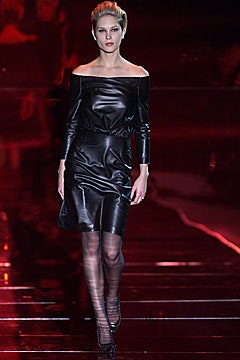 black leather off-shoulder dress