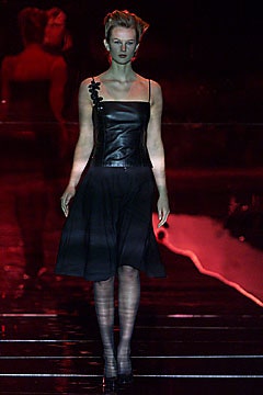 black leather sleeveless dress