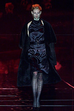 black faux-fur oversized draped coat