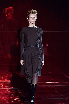 black silk long-sleeve dress
