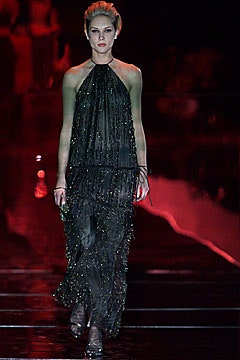 black silk fringed gown
