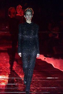 black sequined fitted catsuit