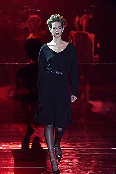black silk long-sleeve dress