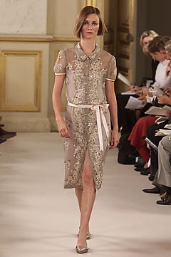 beige silk embroidered dress