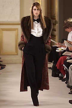 red embroidered fur coat