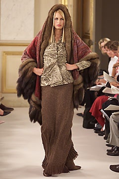 beige silk top with brown maxi skirt