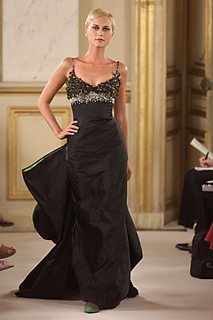 black silk sleeveless gown