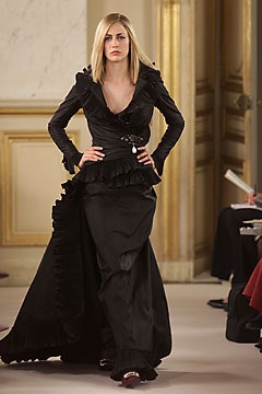 black silk fitted gown