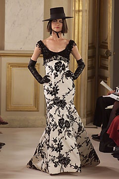 black and white embroidered gown