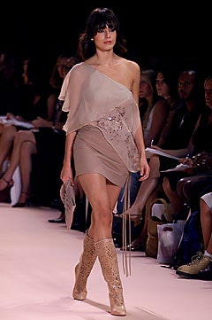 beige silk sleeveless asymmetric fitted sequined draped dress