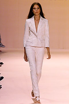 white cotton long-sleeve v-neck tailored buttoned suit