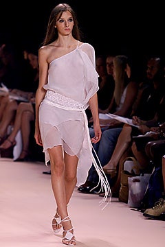 white chiffon asymmetric dress