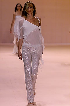 white sequin fitted straight-leg shiny pants