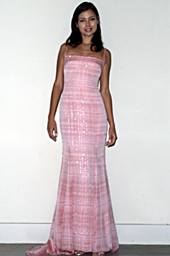 fitted pink sequin gown