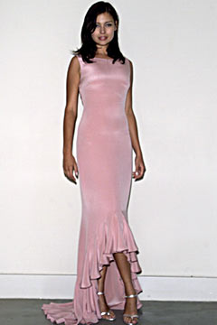 fitted pink silk gown