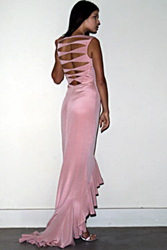 fitted pink silk gown