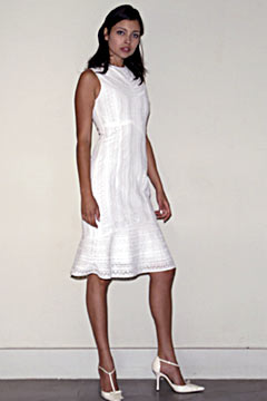 white fitted sleeveless dress