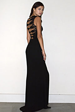 black fitted sleeveless gown