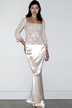 ivory silk embroidered gown