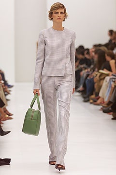 gray and white checked suit