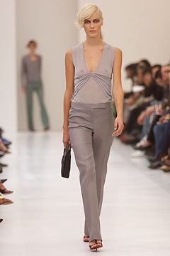 gray silk sleeveless v-neck fitted draped top