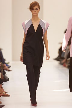 color-blocked black silk dress