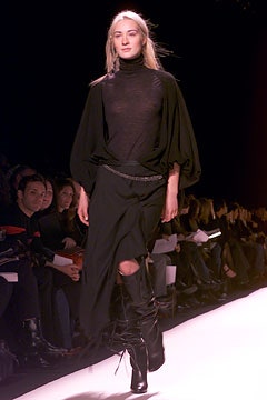 black sheer top and skirt