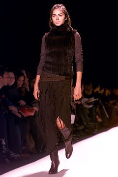 black fur top with fringed skirt