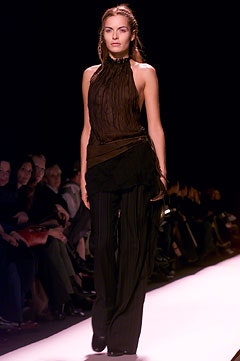black silk pleated top and pants