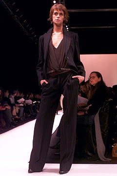 black tailored suit with pleated pants