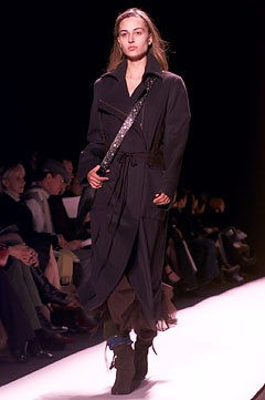 black silk belted coat