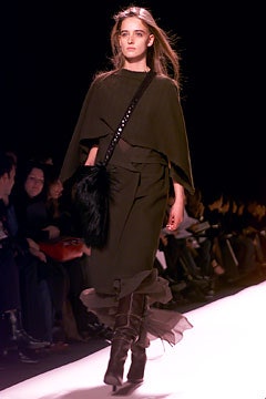 black wool midi dress with ruffles