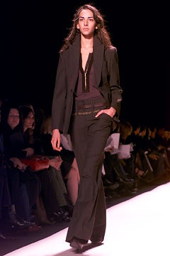 black tailored blazer with flared pants