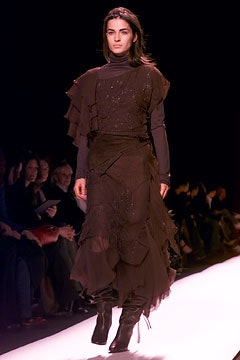 brown silk ruffled midi dress