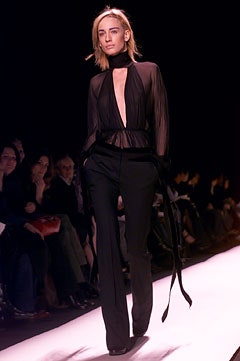 black silk fitted blouse and pants