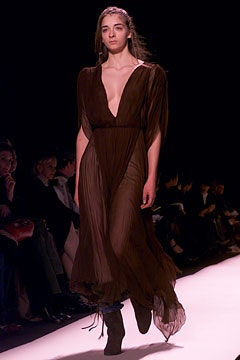 brown silk sleeveless gown