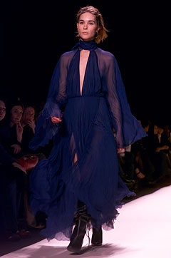 blue flowing chiffon maxi dress