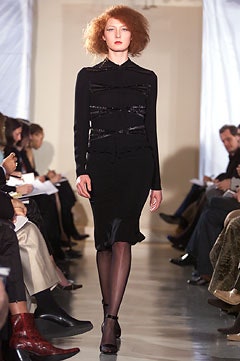 black silk long-sleeve dress