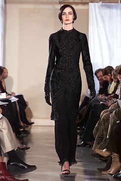 black embroidered silk gown