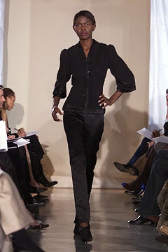 black silk blouse and pants
