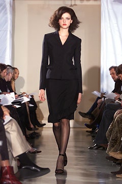 black tailored suit with pencil skirt