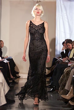 black lace fitted gown