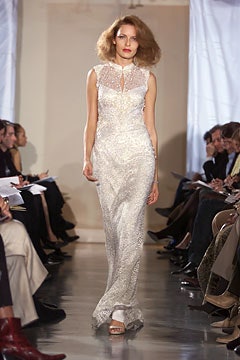 white sequined fitted gown