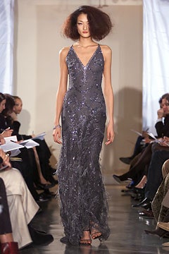 fitted gray sequined gown