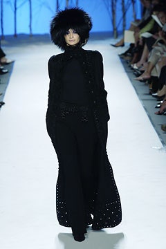 black wool long-sleeve collared fitted buttoned embellished coat