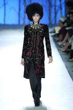 black velvet long-sleeve collared fitted embroidered coat