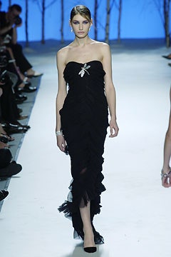 black silk strapless gown