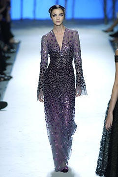 purple sequined long-sleeve gown