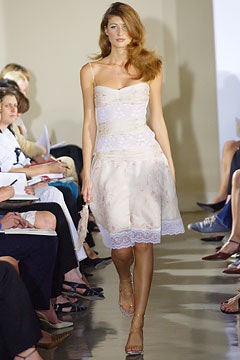 pink and white silk mini dress