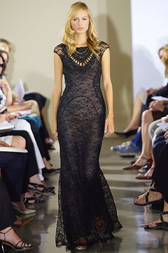 black lace fitted gown